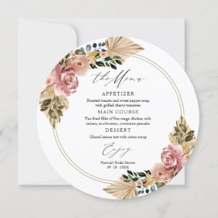 Eleganta Boho Blommiga Bröllops Cirkel Meny Kort