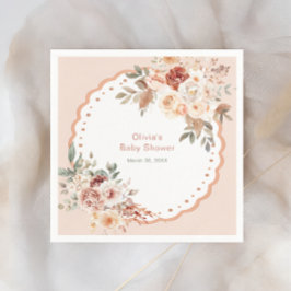 Eleganta Boho Blommiga Neutrala Bebis Bebisfest Se Pappersservett