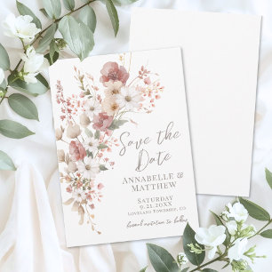 Eleganta Boho Blommor Vildblommig Bröllop Spara Datumet