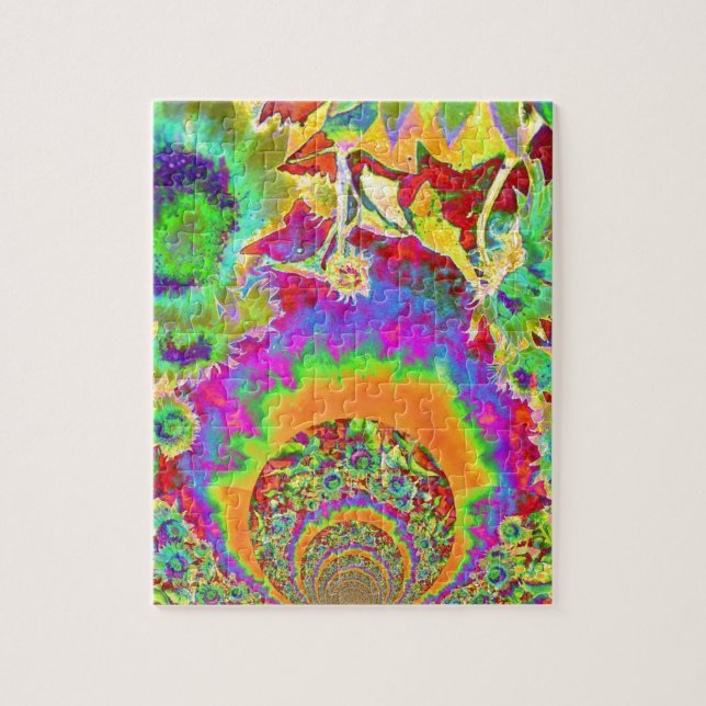 Eleganta boho bohemiska retro solrosor  pussel (Vertikal)