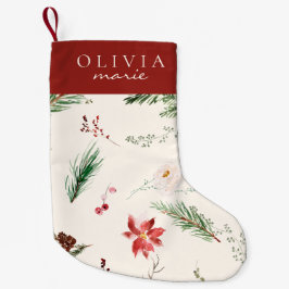 Eleganta Boho Poinsettia Tall Julgran Namn Liten Julstrumpa