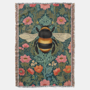 Eleganta boho retro humlor vårblommor filt