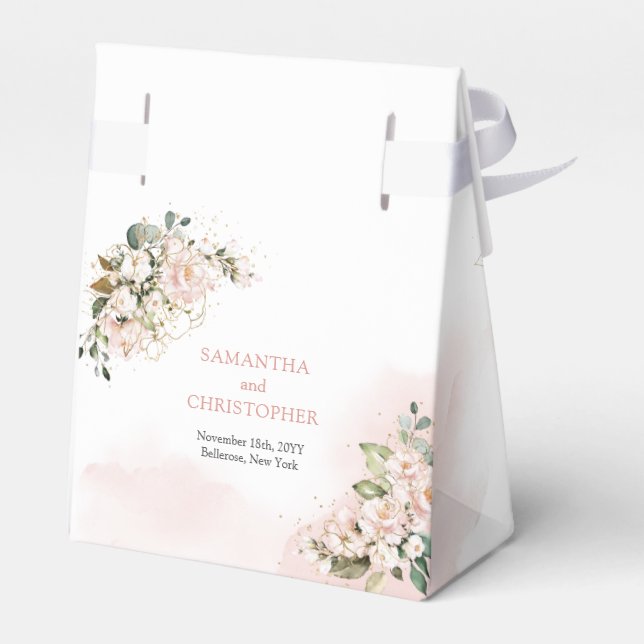 Eleganta boho rosablommor grönt guld presentaskar (Baksidan Sidan)