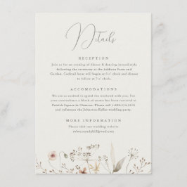 Eleganta Boho Wildflower Bröllopsdetaljer Tilläggskort