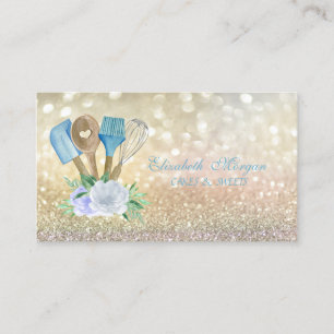 Eleganta Bokeh-bakverk Handverktyg Blommor Visitkort
