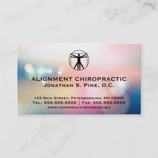 Eleganta Bokeh standarda Chiropracticvisitkortar Visitkort (Framsida)