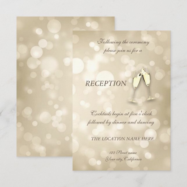 Eleganta Bokeh-vin glas Bröllopsmottagning Inbjudningar (Fram/baksida)