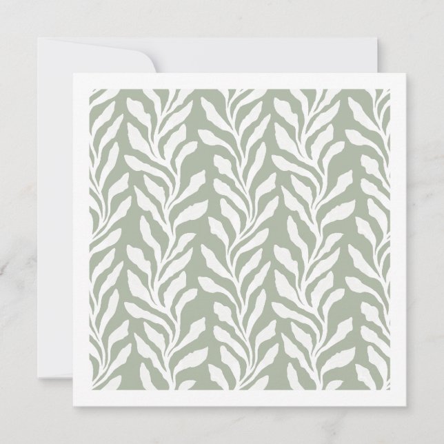 Eleganta botaniska blad Sälggrön Minimal Anteckningskort (Framsida)