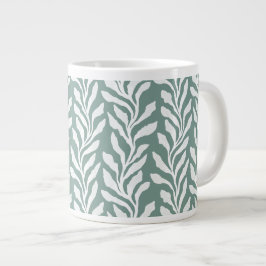 Eleganta botaniska blad Tealgrön Minimal Jumbo Mugg