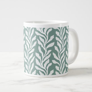 Eleganta botaniska blad Tealgrön Minimal Jumbo Mugg