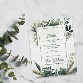 Eleganta botaniska gröna weddingdetaljer tilläggskort