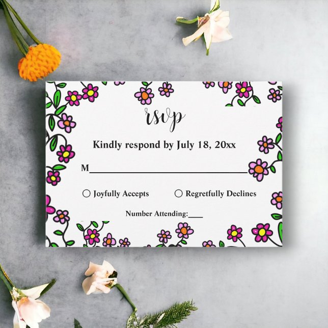 Eleganta botaniska trädgårdsblommor Blomsterbröllo OSA Kort (Skapare uppladdad)