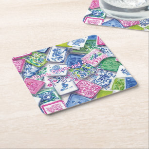 Eleganta brickor Bams Cracks Snacks Anpassad Mahjo Underlägg Papper Kvadrat