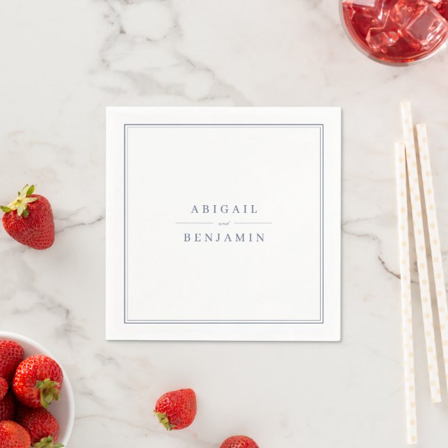 Eleganta bröllop med dammigt blått minimalistiskt  pappersservett (Insitu)