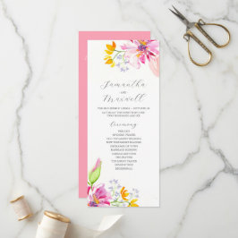 Eleganta bröllopsceremoniprogram med rosa blommor program