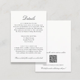 Eleganta bröllopsdetaljer Hotellinfo QR-kod Tilläggskort