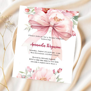 Eleganta bröllopsfestinladningar med rosa blommor