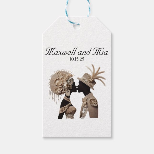 Eleganta bröllopsfirande pappersservetter presentetikett (Framsidan)