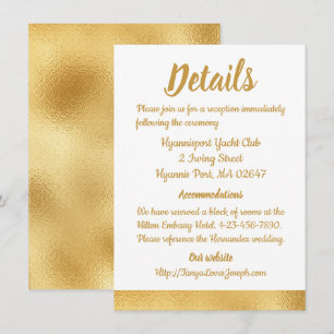 Eleganta bröllopsinstruktioner Detaljer Glam gold Inbjudningar