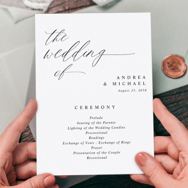 Eleganta bröllopsprogram 5x7 Romantisk kalligrafi Program (Skapare uppladdad)