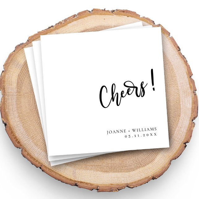 Eleganta bröllopsservetter med namn Cheers Pappersservett (Celebrate in Style: Personalized 'Cheers!' Wedding Napkins)