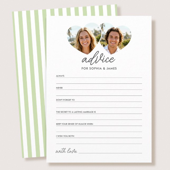 Eleganta bröllopstips & önskekort Foto Grönt Rådkort (Skapare uppladdad)