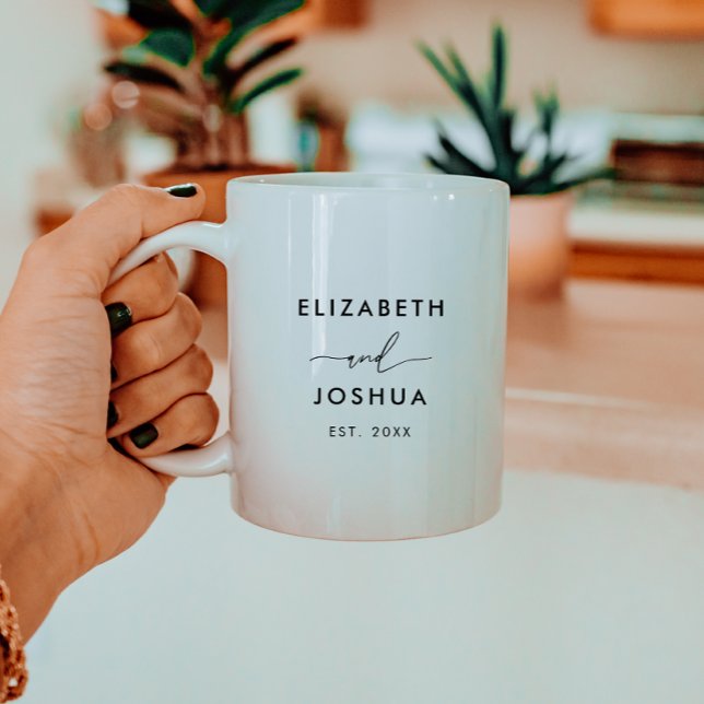 Eleganta brud & brudgum Namn Bröllopsdatum Paret Kaffemugg (Skapare uppladdad)