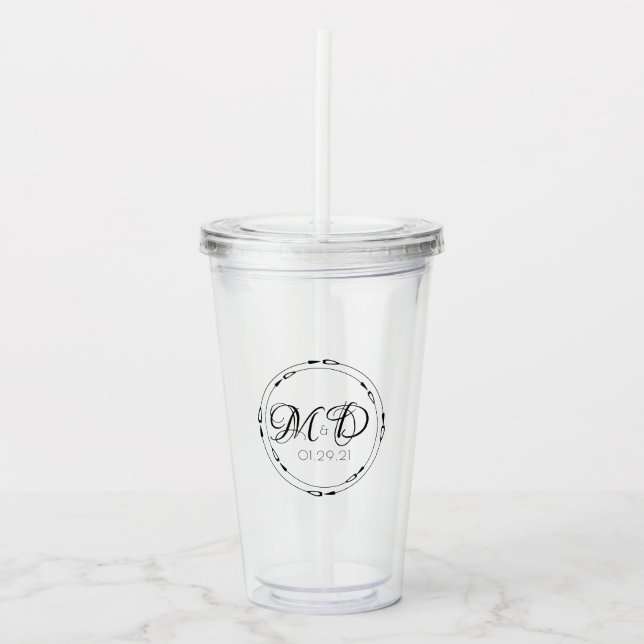 Eleganta brudparspilar cirkulär årsdag take away mugg (Framsida)