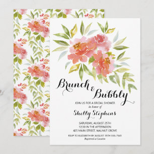 Eleganta brunch- och bubbelblomsterinbjudningar