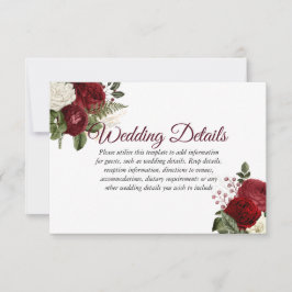 Eleganta burgunder röda vita blommande bröllopsdet inbjudningar