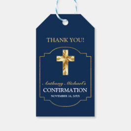 Eleganta burgundergula pojkars konfirmationspresen presentetikett