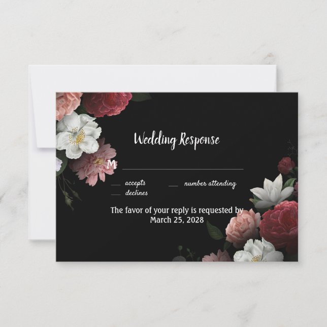 Eleganta burgunderröda och rosa blommor OSA kort (Framsida)