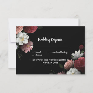 Eleganta burgunderröda och rosa blommor OSA kort