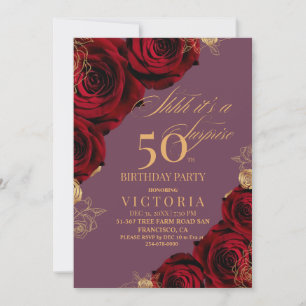 Eleganta Burgunderrosor 70-årsdag Inbjudningar