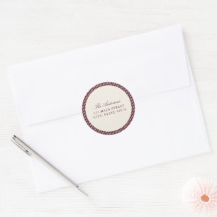 Eleganta Burgundy-ränder Returadress Runt Klistermärke