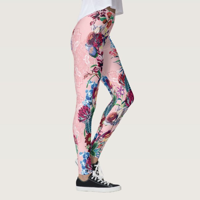 Eleganta byxleggings med blommönster leggings (Höger)