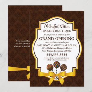Eleganta Cake Pops & Ribbon Damask Inbjudningar