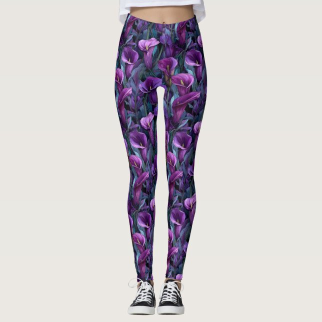 Eleganta Calla Lilies Kvinnor Mode  Atletisk Appar Leggings (Framsida)