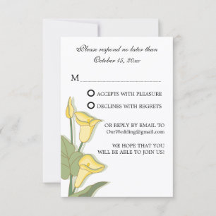 Eleganta Calla Lily Gula RSVP-kort OSA Kort