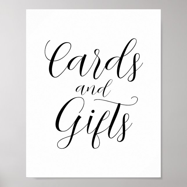 Eleganta Calligraphy-kort & Present-skylt Poster (Framsidan)