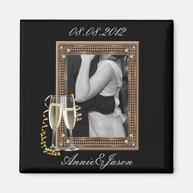 Eleganta champagneglas Bröllop Magnet (Framsidan)