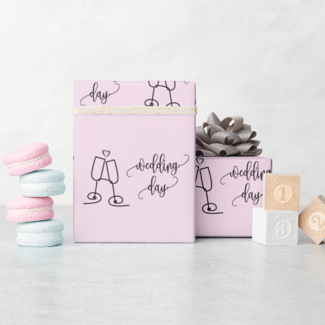 Eleganta champagneglas bröllopsdag rosa sömlösa presentpapper (Baby Shower)