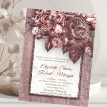 Eleganta Chic Blommor Burgundy Bröllopsinbjudan