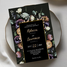 Eleganta chic blomstermönster med stämning bröllop inbjudningar
