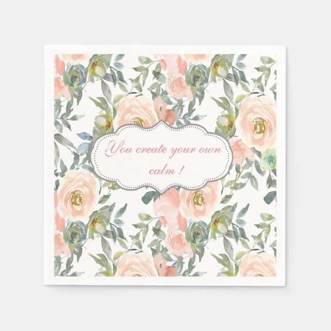 Eleganta Chic Rosor, Motiverande Meddelande  Pappersservett (Framsidan)
