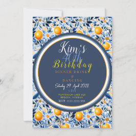 Eleganta Citrusinspirerade Plattor med Blå Inbjuda Inbjudningar