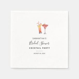 Eleganta cocktailer Watercolor bröllopsdusch Pappersservett
