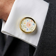 Eleganta Cufflinks Med Pastell Färg Blommig Konst