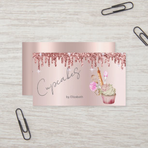 Eleganta cupcake-bakverktyg Rose Gold-dropar Visitkort