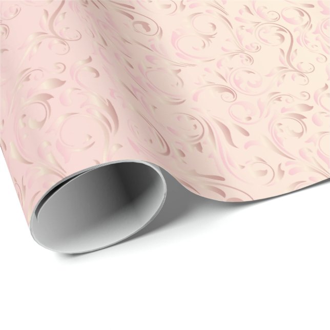 Eleganta damastast rosa rosor för design | presentpapper (Rullad Hörn)